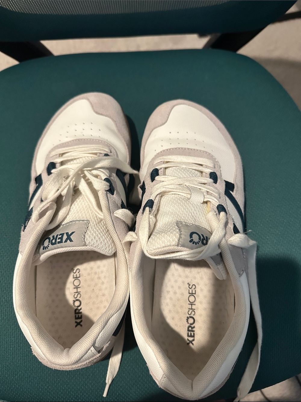 Xero Shoes Men’s Athletic Sneakers in White and Navy
